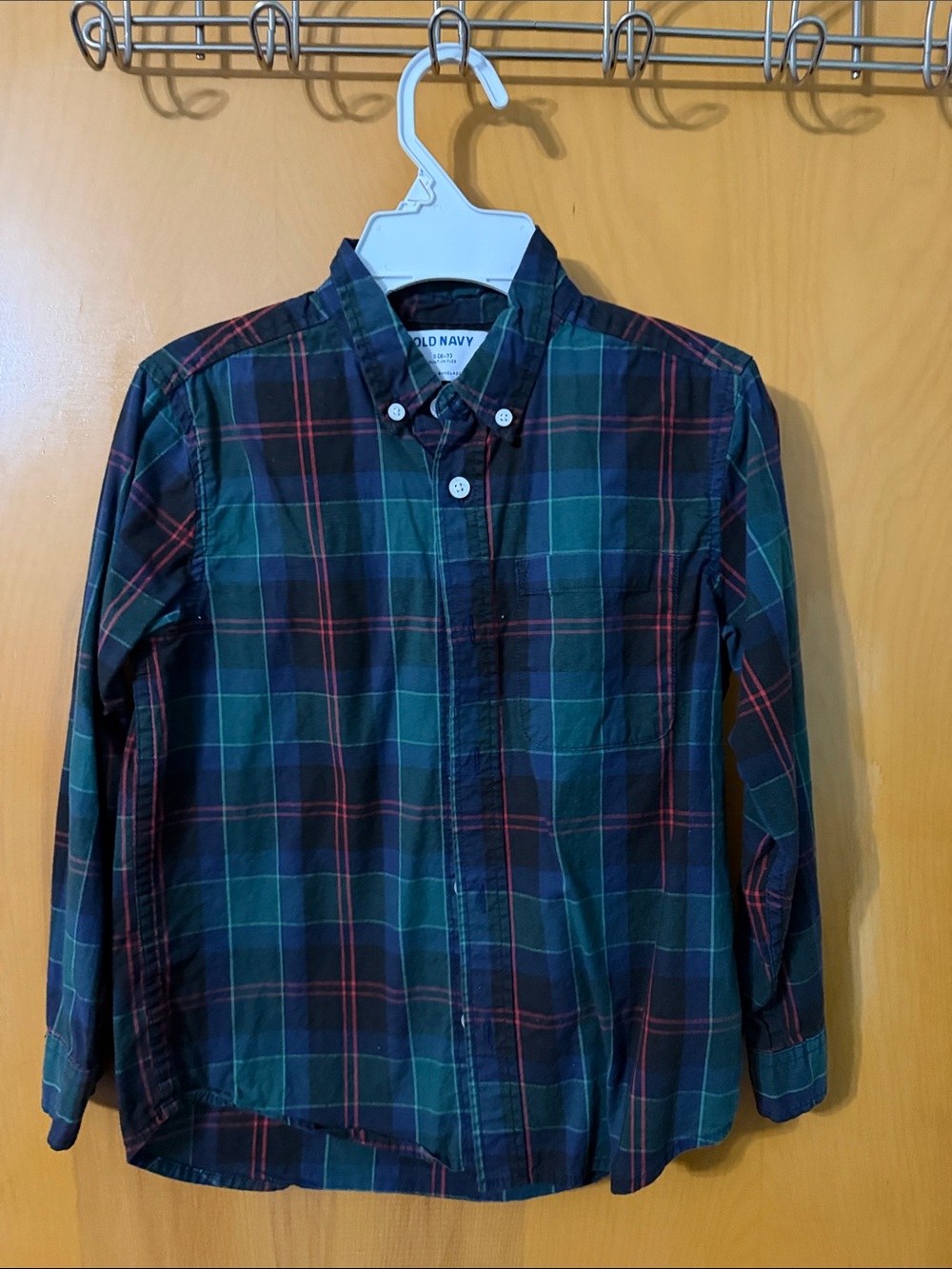 Old Navy Green and Navy Plaid Button-Down Shirt